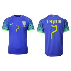 Brasilien Lucas Paqueta #7 Bortatröja VM 2022 Korta ärmar